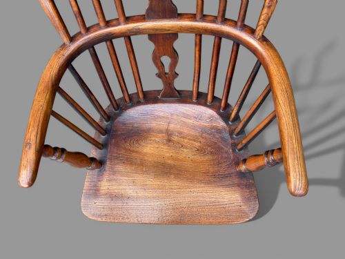 A RARE STAMPED NICHOLSON ROCKLEY HIGH BACK WINDSOR CHAIR - ADDITIONAL PHOTO 1