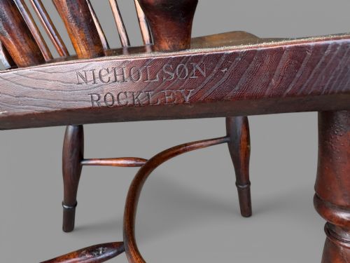 A RARE STAMPED NICHOLSON ROCKLEY HIGH BACK WINDSOR CHAIR - ADDITIONAL PHOTO 6