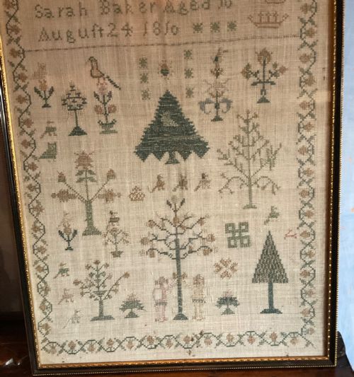 GEORGIAN NEEDLEWORK SAMPLER BY SARAH BAKER C 1810 - ADDITIONAL PHOTO 2