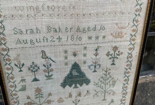 GEORGIAN NEEDLEWORK SAMPLER BY SARAH BAKER C 1810 - ADDITIONAL PHOTO 3