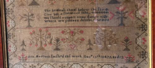 NEEDLEWORK SAMPLER BY ANN HODSON 13 DECEMBER 1847 AGED 13 - ADDITIONAL PHOTO 2
