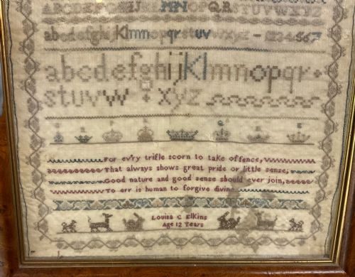A 19TH CENTURY NEEDLEWORK SAMPLER BY LOUISS ELKINS AGED 12 YEAS - ADDITIONAL PHOTO 4