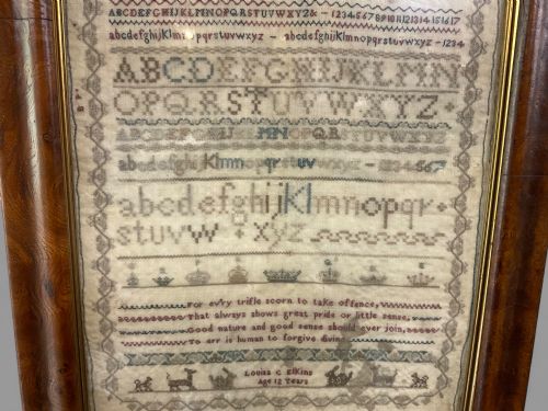 A 19TH CENTURY NEEDLEWORK SAMPLER BY LOUISS ELKINS AGED 12 YEAS - ADDITIONAL PHOTO 6