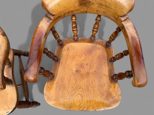 A RARE PAIR OF YEW WOOD CAPTAINS CHAIRS IMPRESSIVE QUALITY - ADDITIONAL PHOTO 7