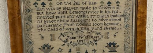 A NEEDLEWORK SAMPLER BY JANE WETTMORE 1847 - ADDITIONAL PHOTO 3