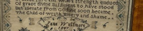 A NEEDLEWORK SAMPLER BY JANE WETTMORE 1847 - ADDITIONAL PHOTO 8