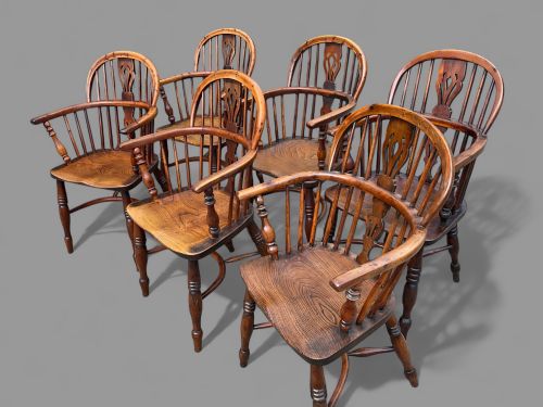 A RARE SET OF SET OF 6 YEW TREE WINDSOR CHAIRS - ADDITIONAL PHOTO 1