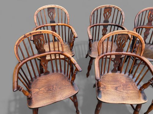A RARE SET OF SET OF 6 YEW TREE WINDSOR CHAIRS - ADDITIONAL PHOTO 2