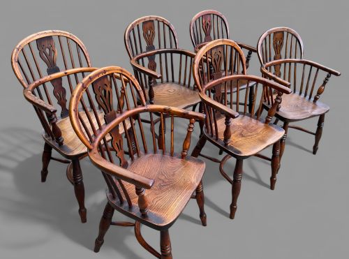 A RARE SET OF SET OF 6 YEW TREE WINDSOR CHAIRS - ADDITIONAL PHOTO 4