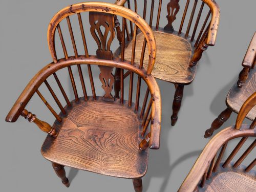 A RARE SET OF SET OF 6 YEW TREE WINDSOR CHAIRS - ADDITIONAL PHOTO 9