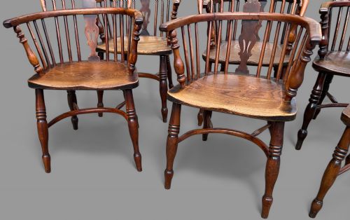 A RARE SET OF SET OF 6 YEW TREE WINDSOR CHAIRS - ADDITIONAL PHOTO 12