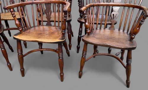 A RARE SET OF SET OF 6 YEW TREE WINDSOR CHAIRS - ADDITIONAL PHOTO 13