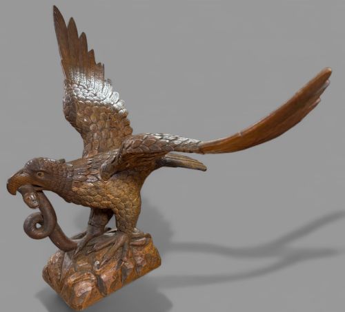 CARVED WOOD EAGLE WINGS OUTSTRETCHED 19TH CENTURY - ADDITIONAL PHOTO 1