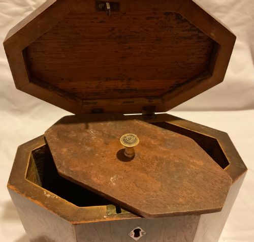 A YEW WOOD TEA CADDY INLAID C 1770 - ADDITIONAL PHOTO 9