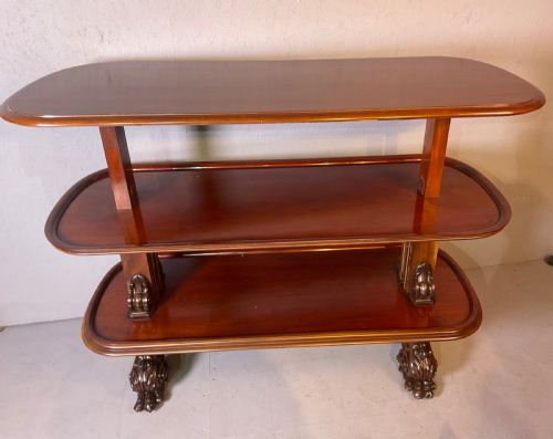 A VERY LARGE VICTORIAN METAMORPHIC DUMB WAITER IN MAHOGANY