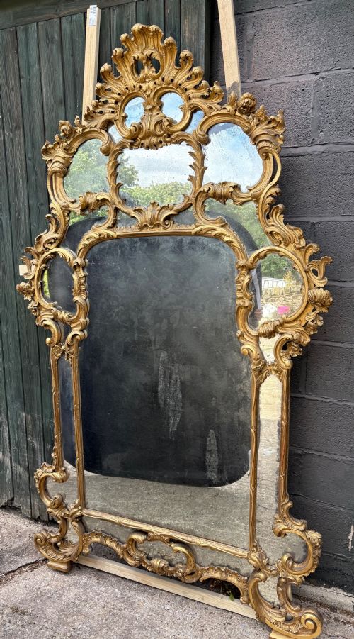 RARE GEORGIAN OVERMANTLE MIRROR CARVED WOOD GILDED - ADDITIONAL PHOTO 1