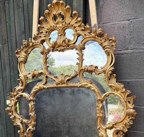 RARE GEORGIAN OVERMANTLE MIRROR CARVED WOOD GILDED - ADDITIONAL PHOTO 2