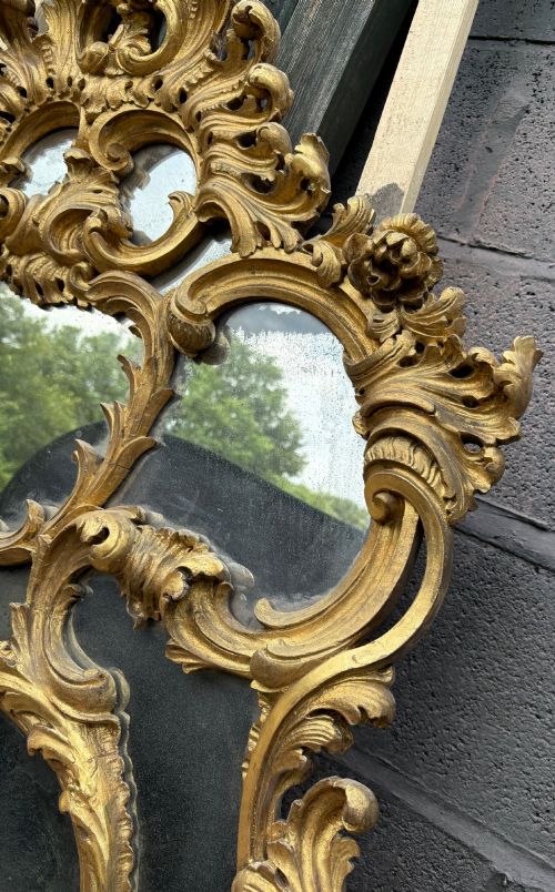 RARE GEORGIAN OVERMANTLE MIRROR CARVED WOOD GILDED - ADDITIONAL PHOTO 5