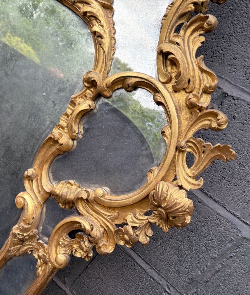 RARE GEORGIAN OVERMANTLE MIRROR CARVED WOOD GILDED - ADDITIONAL PHOTO 6