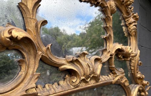 RARE GEORGIAN OVERMANTLE MIRROR CARVED WOOD GILDED - ADDITIONAL PHOTO 7