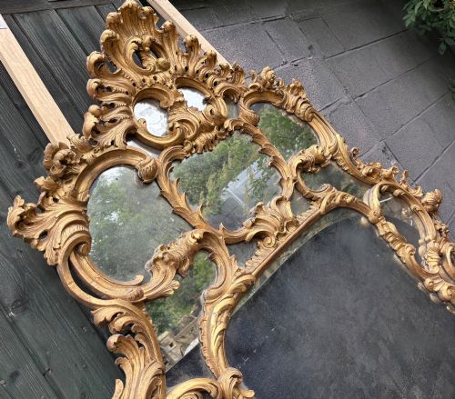 RARE GEORGIAN OVERMANTLE MIRROR CARVED WOOD GILDED - ADDITIONAL PHOTO 9