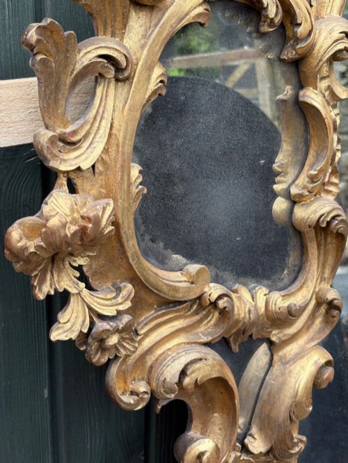 RARE GEORGIAN OVERMANTLE MIRROR CARVED WOOD GILDED - ADDITIONAL PHOTO 10