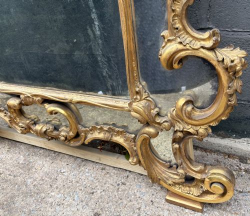 RARE GEORGIAN OVERMANTLE MIRROR CARVED WOOD GILDED - ADDITIONAL PHOTO 12