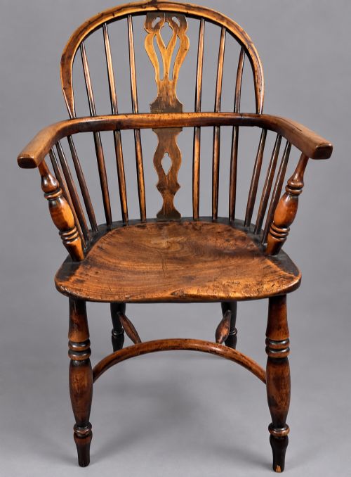 A Yew Wood Low Back Windsor Chair