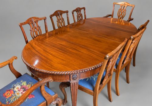 A Mahogany Wind Out Dining Table with Set of 6 Chairs Plus 2 Similar,c 1900