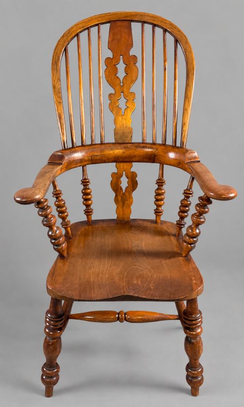 A Victorian broad arm Windsor chair c 1850