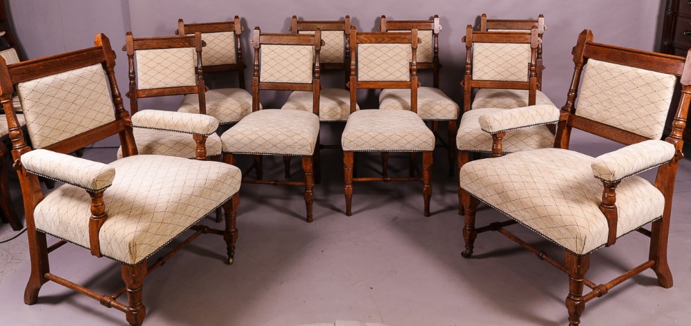 Rare Set of 10 Gillows Dining Chairs Gothic