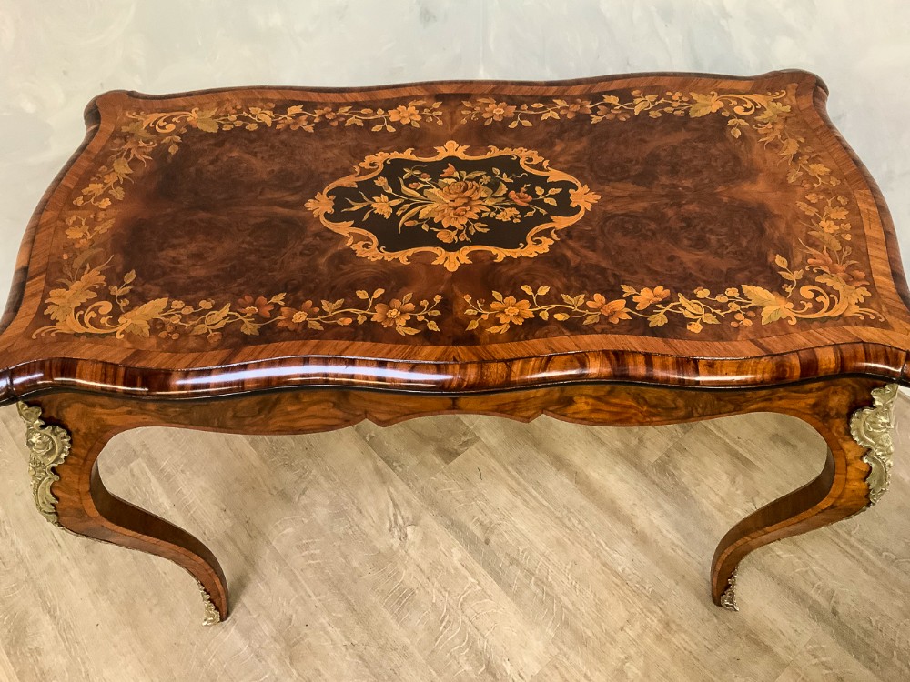 Superb Victorian Card Table Burr Walnut and Marquetry Inlay
