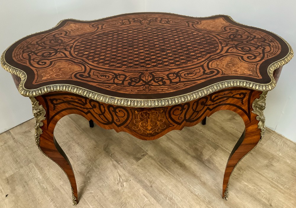 Stunning Quality French Bureau Plat King Wood- Marquetry