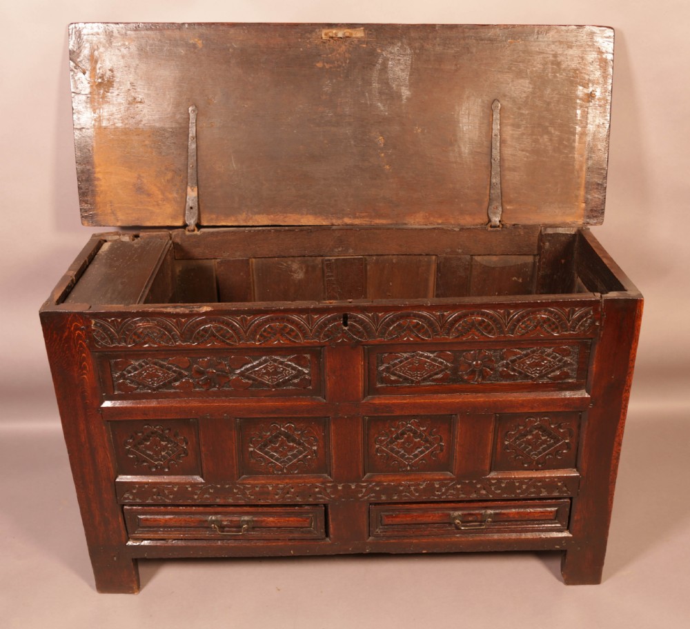 Rare 17th century Oak Coffer View V