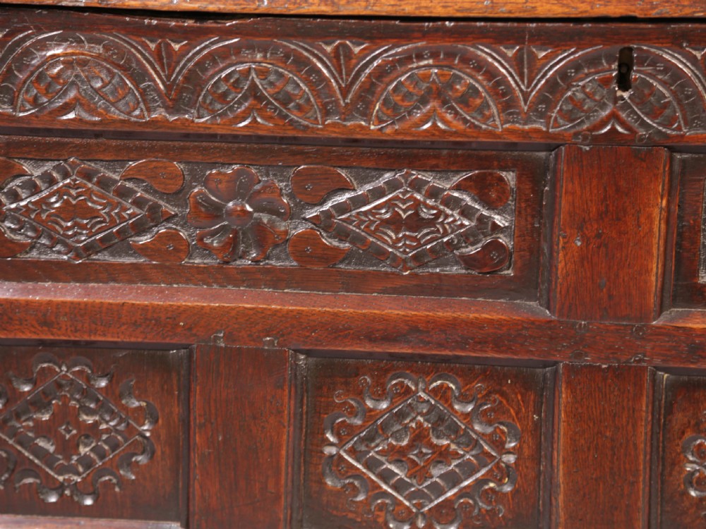 Rare 17th century Oak Coffer View XIII
