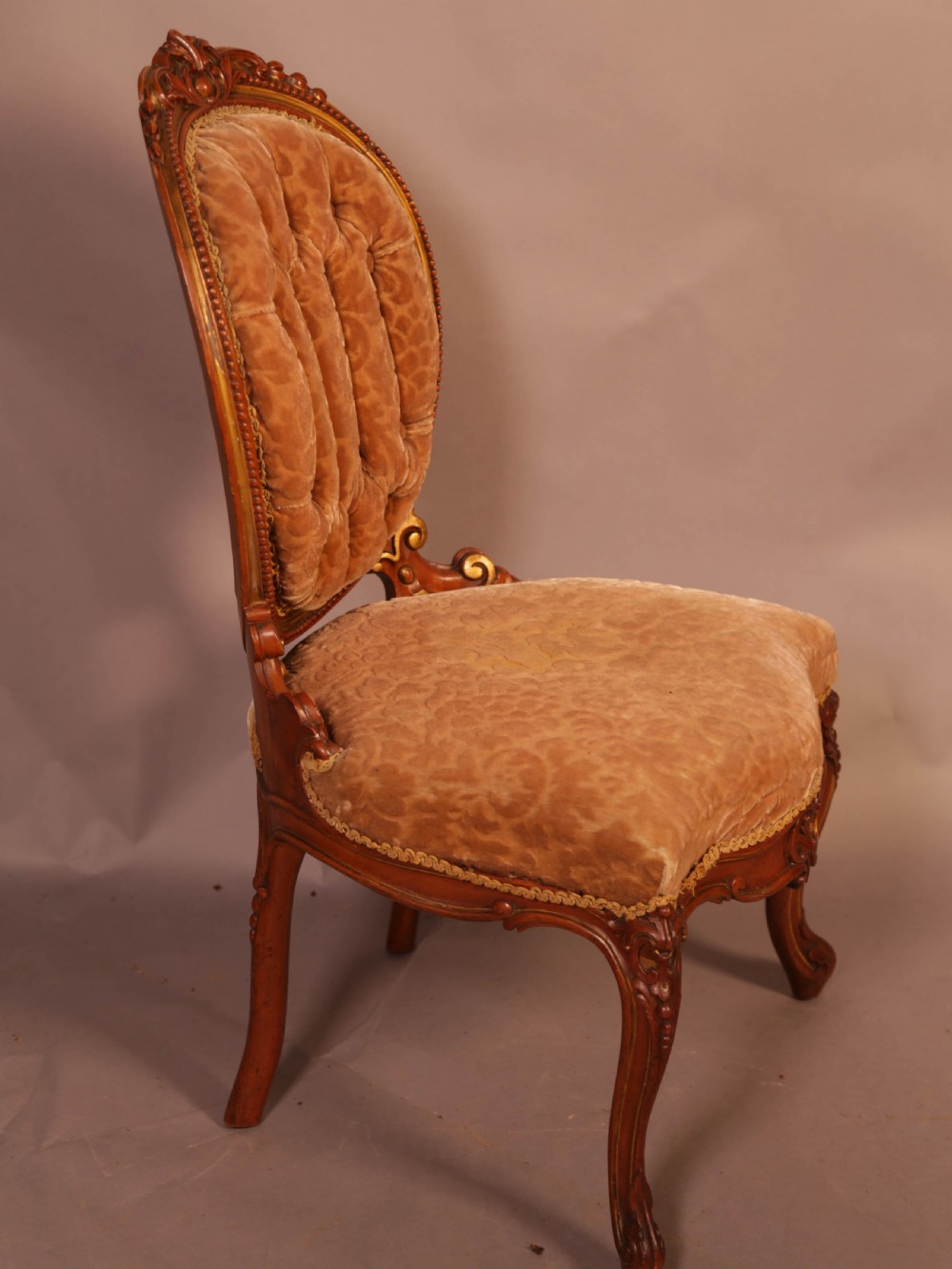 Superb set of High Victorian Walnut Chairs with Gold highlights View V