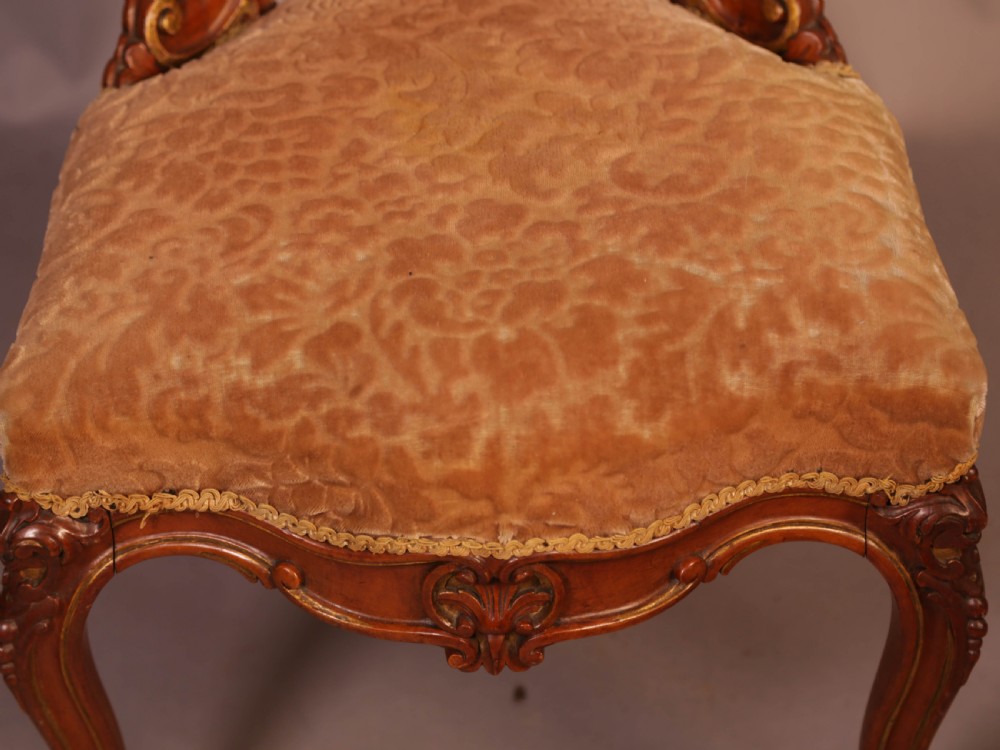 Superb set of High Victorian Walnut Chairs with Gold highlights View IX