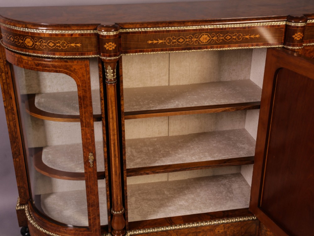 A Superb Victorian Burr Walnut Credenza View XI