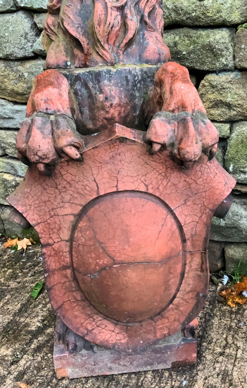 Very Large Pair of Terracotta Lions Victorian View VI