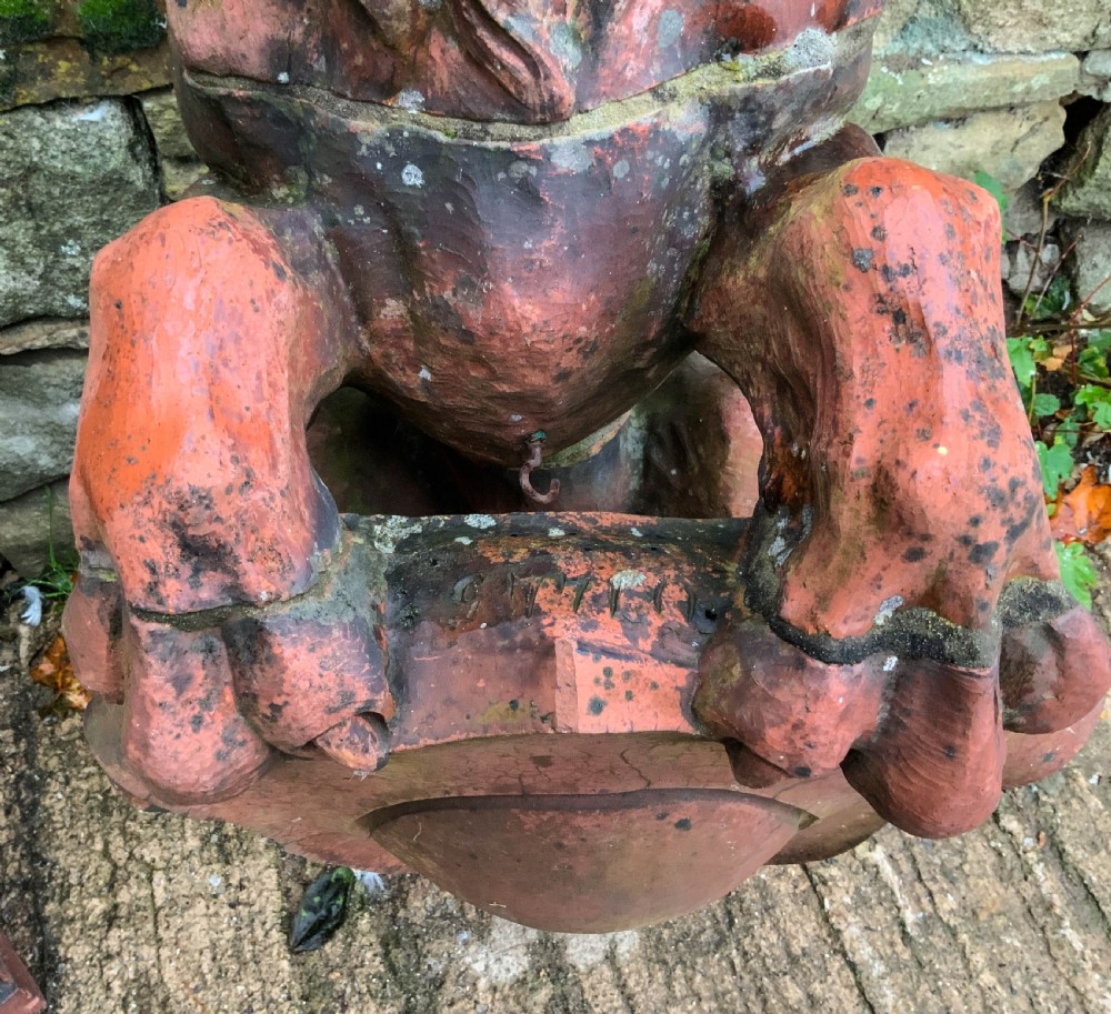 Very Large Pair of Terracotta Lions Victorian View X