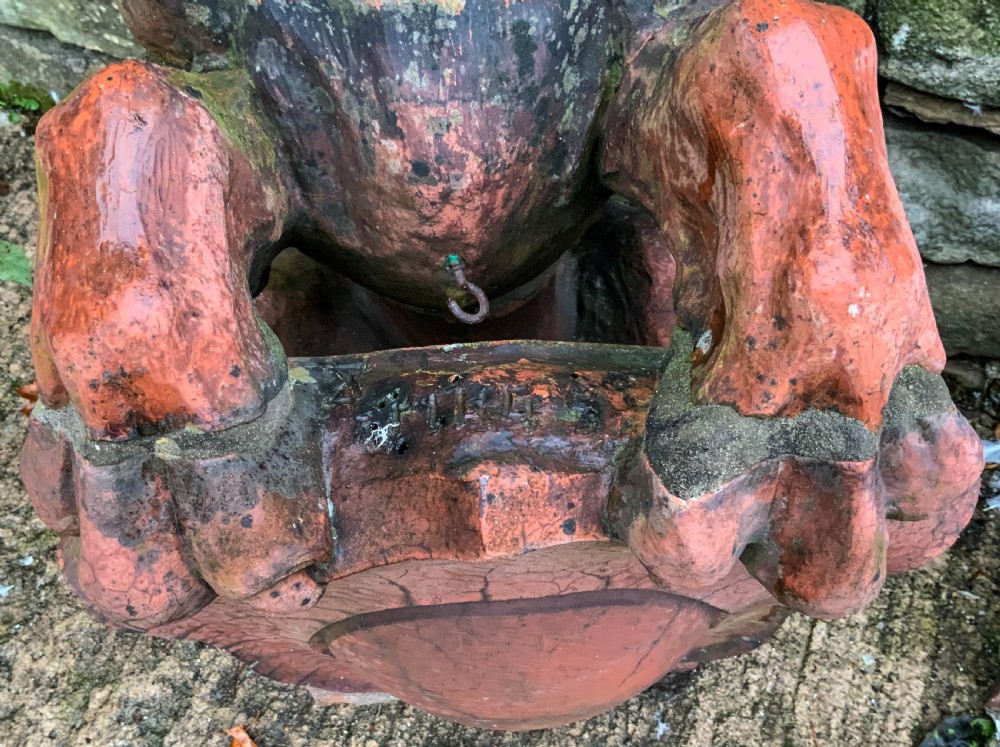 Very Large Pair of Terracotta Lions Victorian View XVI