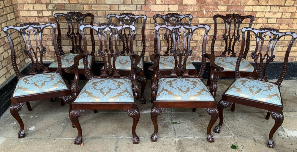 A Quality Set of 8 Chippendale style Dining Chairs Victorian