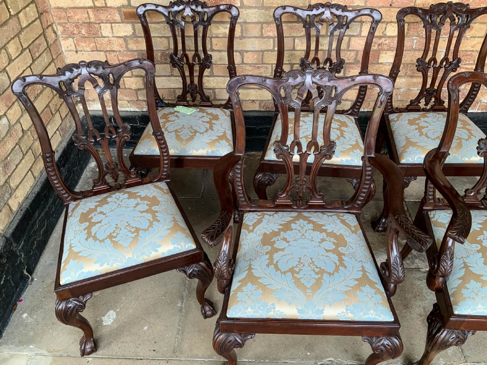 A Quality Set of 8 Chippendale style Dining Chairs Victorian View II