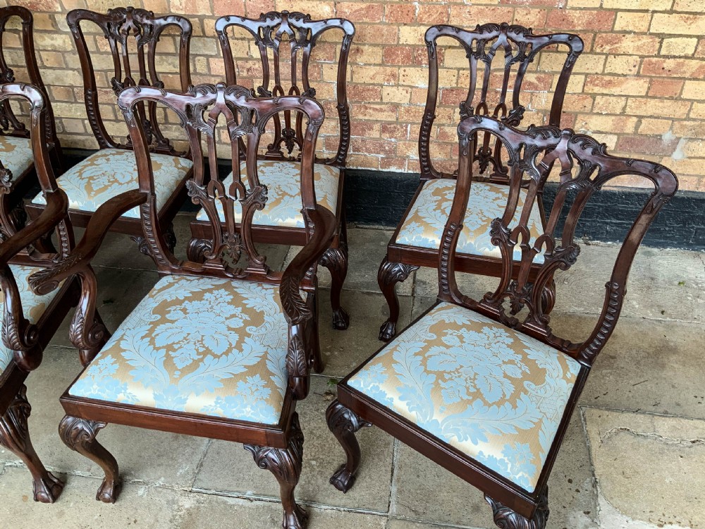 A Quality Set of 8 Chippendale style Dining Chairs Victorian View III