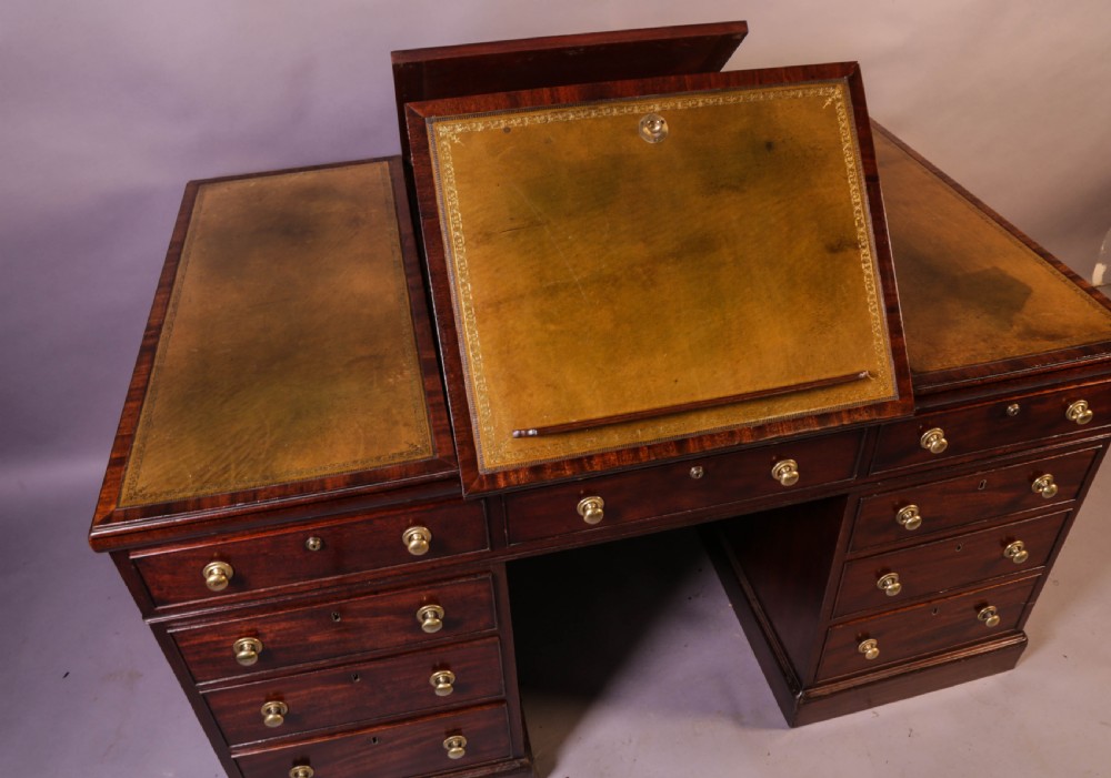 Rare early 19th century Partners Desk Mahogany View III