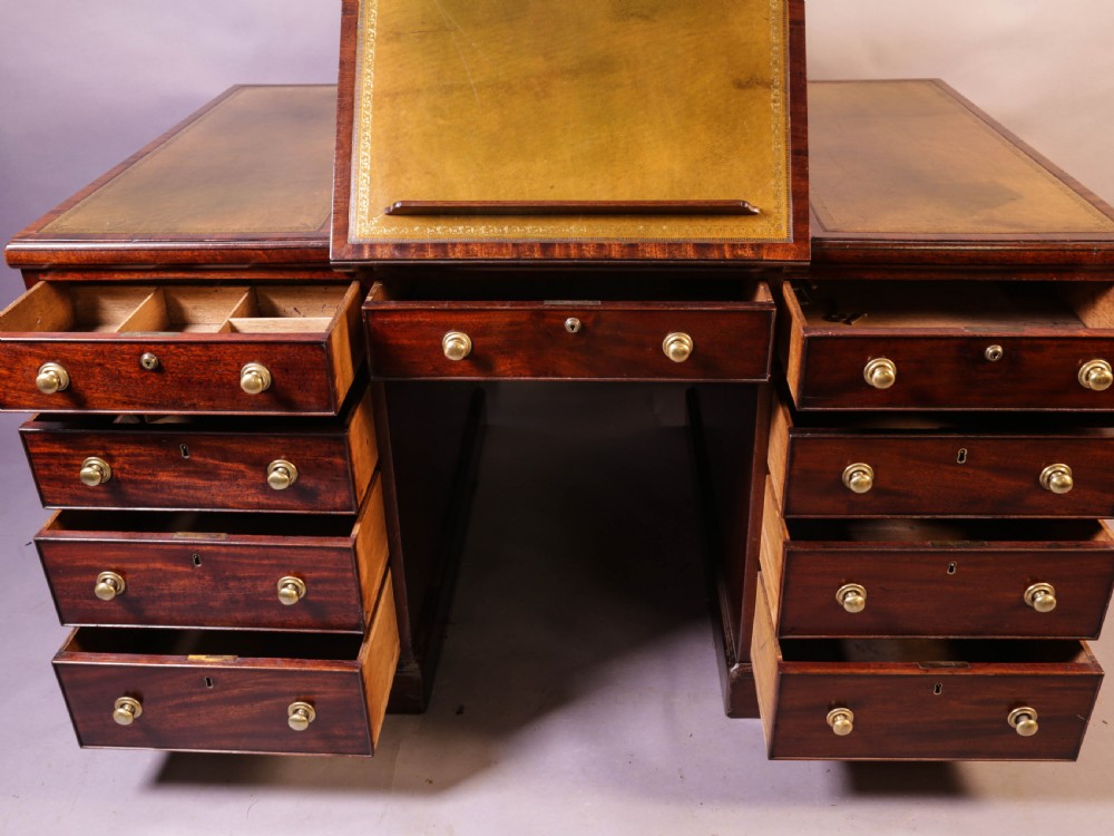Rare early 19th century Partners Desk Mahogany View VII