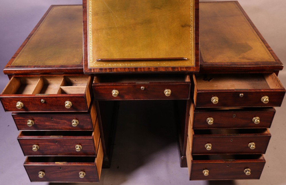 Rare early 19th century Partners Desk Mahogany View VIII