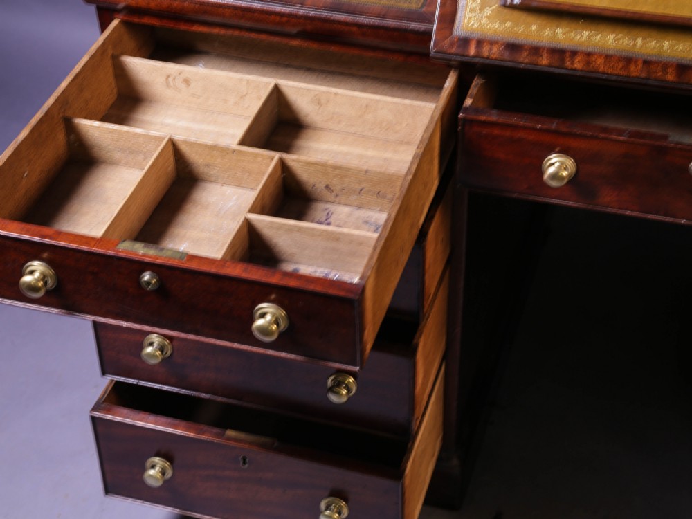 Rare early 19th century Partners Desk Mahogany View IX