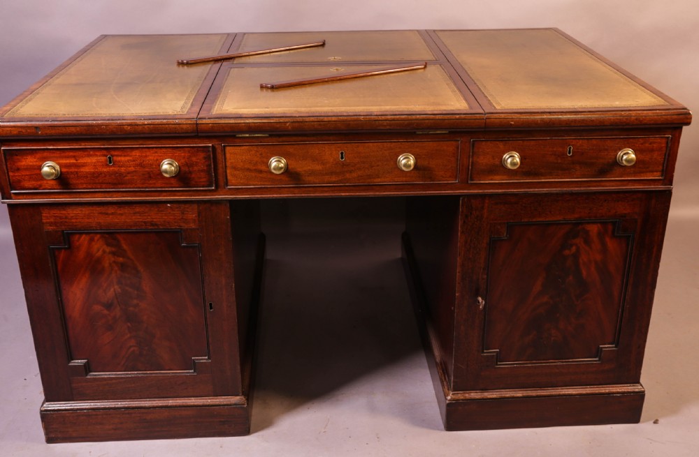 Rare early 19th century Partners Desk Mahogany View XIII