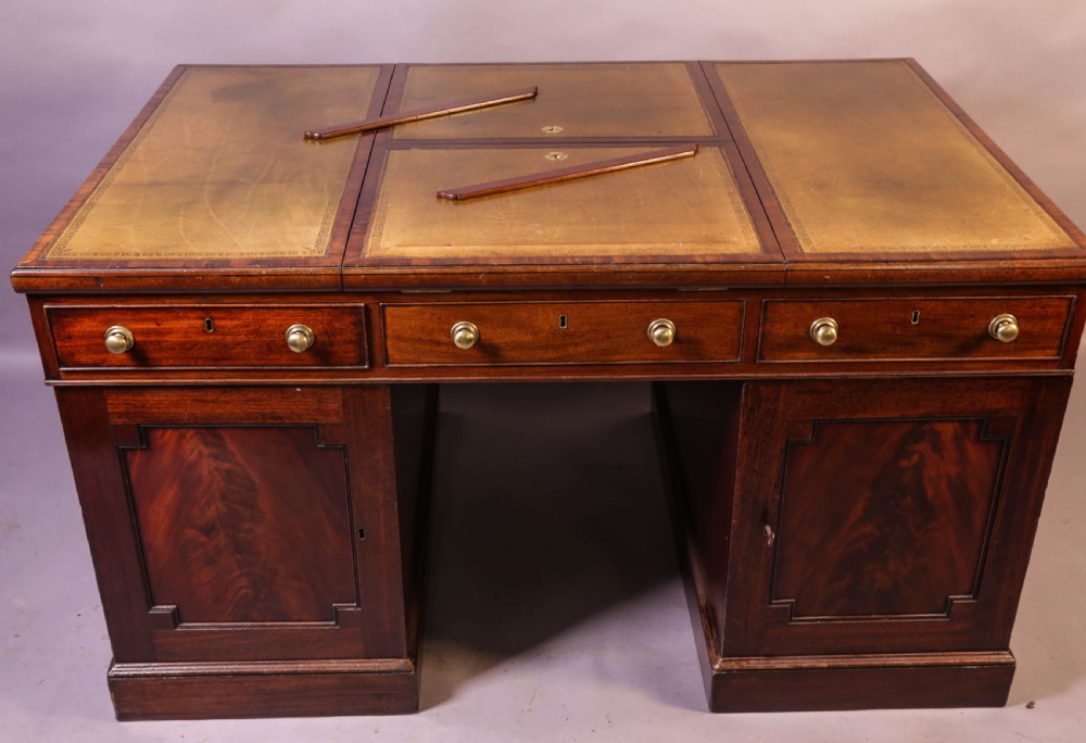 Rare early 19th century Partners Desk Mahogany View XV